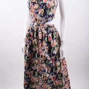 Something Navy Pink and Orange Halter Maxi Dress